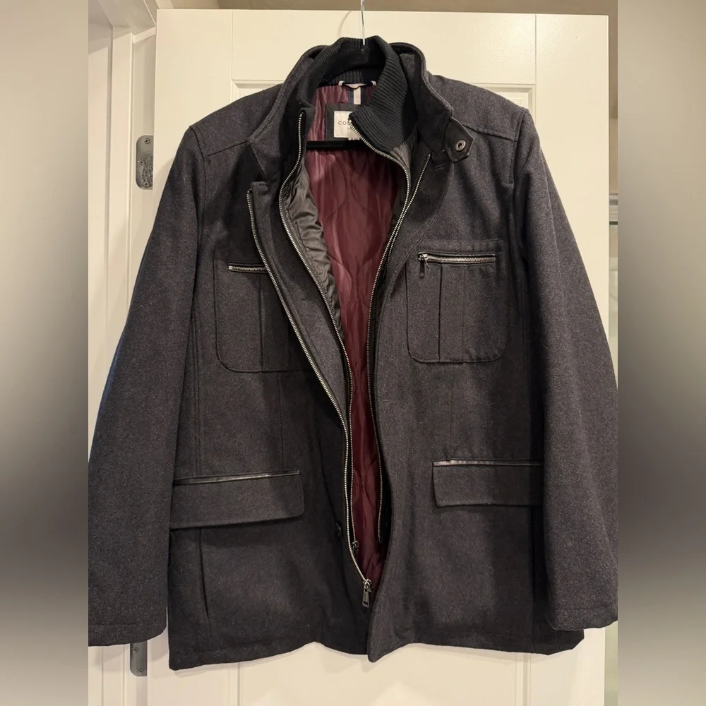 Cole Haan Wool Blend Mens Jacket Size XL Professional Car Coat Heavy Weight